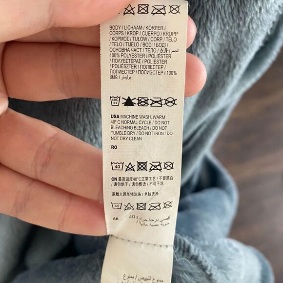 Hunkemoller Fuzzy Fleece Blue Gray Warm Winter Robe XS S - Picture 7 of 7